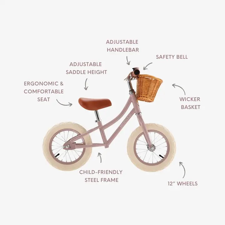 BANWOOD BALANCE BIKE FIRST GO VINTAGE - DUSTYPINK