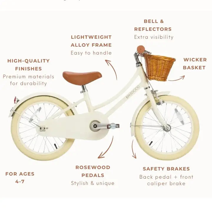 BANWOOD 16" CLASSIC BIKE VINTAGE - CREAM